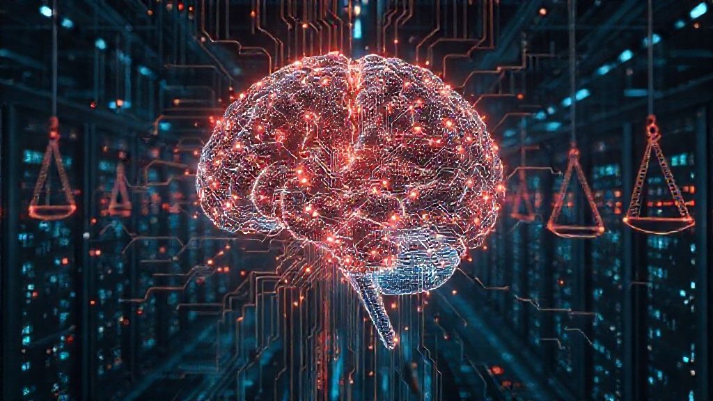 Di Balik Tirai AI Generatif: Mengungkap Arsitektur Tersembunyi, Biaya Kolosal, dan Dilema Etis yang Mengancam Revolusi Konten Digital Anda 1 Ilustrasi kompleksitas AI Generatif, menunjukkan arsitektur tersembunyi, tumpukan server, dan simbol dilema etis