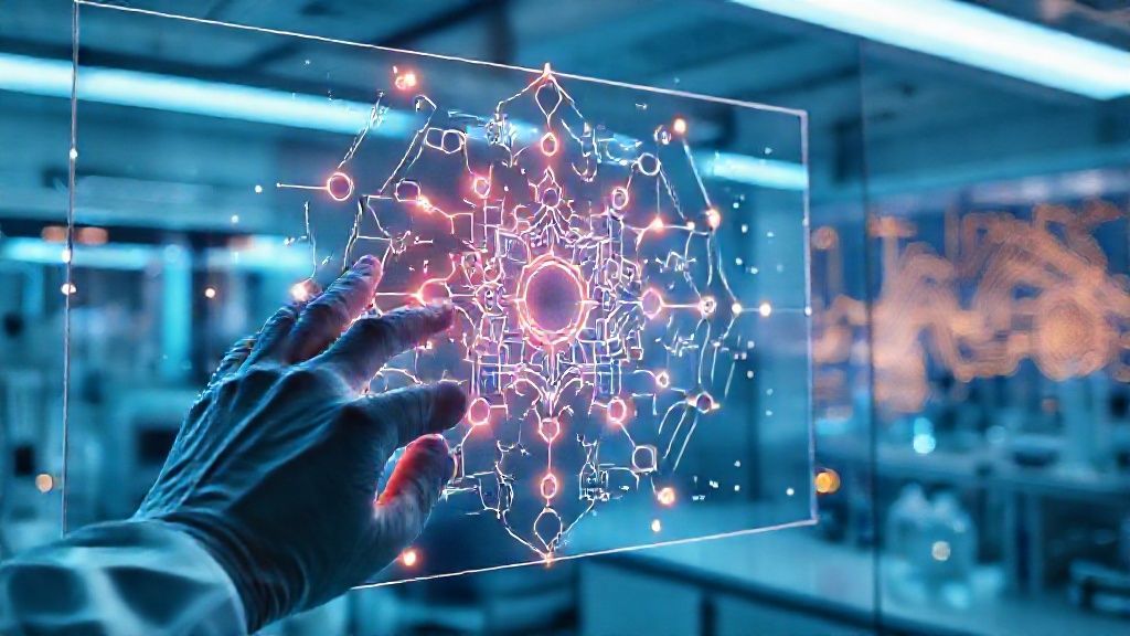 Ilustrasi simulasi kuantum berbasis AI untuk penemuan obat revolusioner