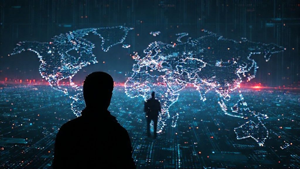 Ilustrasi medan perang informasi tak terlihat dengan AI generatif mengubah lanskap global