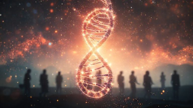 Ilustrasi kode genetik spiritual dan medan morfik generasi yang membentuk takdir