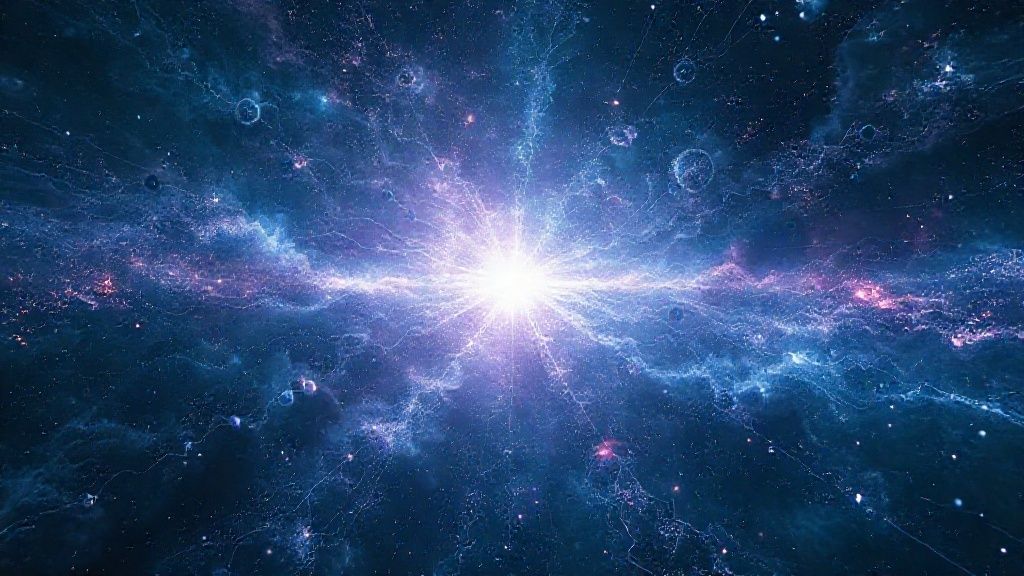 Ilustrasi abstrak multiverse dengan dimensi paralel yang bercabang, menunjukkan kemungkinan tak terbatas dan realitas yang berbeda.