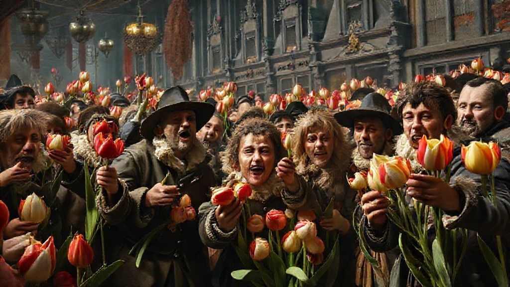 Ilustrasi Tulip Mania abad ke-17, gelembung pasar pertama di Belanda
