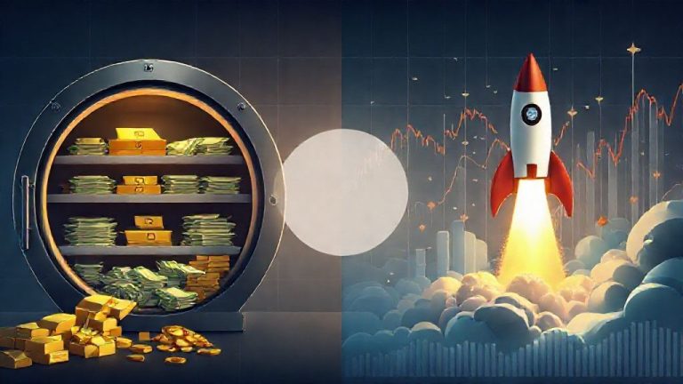 Ilustrasi Strategi Barbell Keuangan Pribadi dengan aset aman dan berisiko tinggi