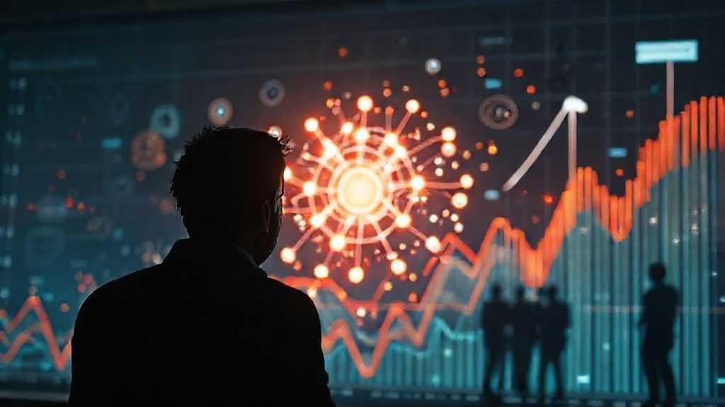 Ultimate Guide: Rahasia Valuasi Startup Tahap Awal – Mengapa Investor Berani Bayar Mahal untuk 'Ide' Anda (Studi Kasus, Metrik Non-Tradisional & Negosiasi) 1 Seorang investor sedang menganalisis grafik pertumbuhan dan ide startup yang inovatif, dengan latar belakang simbol-simbol keuangan dan teknologi yang abstrak, menunjukkan proses valuasi yang kompleks dan berfokus pada potensi.